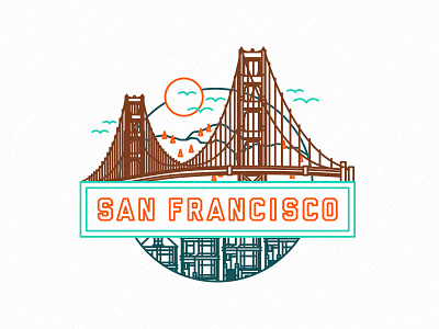 Travel Badge: San Francisco architecture badge building city drawing flat golden gate bridge illustration lines san francisco travel vector