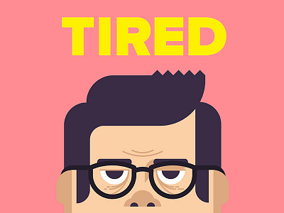 Tired character color face flat illustration person portrait vector