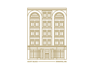 Winnipeg Heritage: Scott Block architecture building drawing flat icon illustration illustrator line sketch vector winnipeg