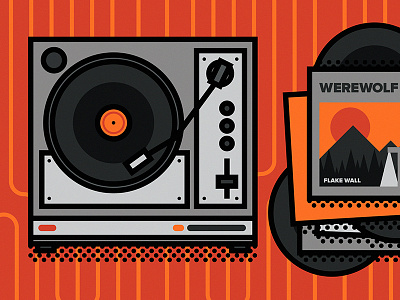 Record Player flat icon illustration line record record player vector vinyl wip
