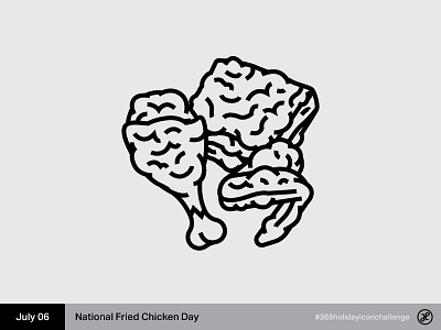 (1/365) National Fried Chicken Day flat icon iconaday line vector