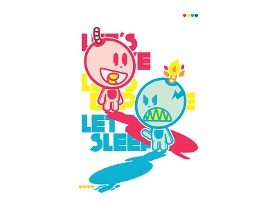 Bomb! Series. Let's Love, Let's Explode, Let's Sleep. character design kawaii vector vector illustration