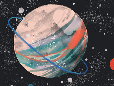 Space Illustration digital illustration handdrawn illustration planets procreate procreateapp space