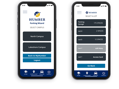 MyHumber Parking Wizard App accesible design branding branding design digital design interaction design ios parking app ui user interface ux