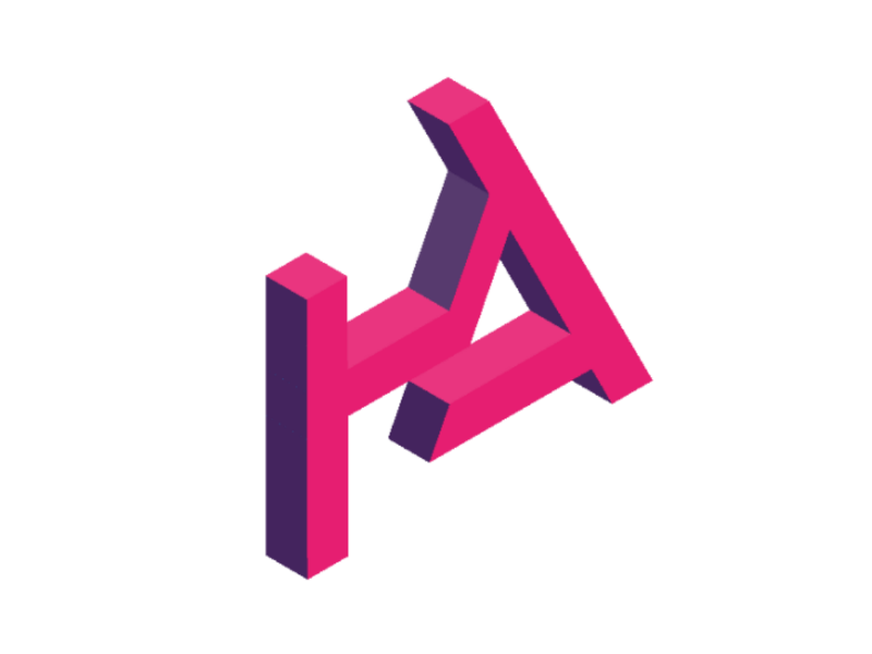 Monogram_final logotype branding magenta purple geometric type monogram logo isometric