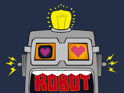 Robot illustration invite poster robot
