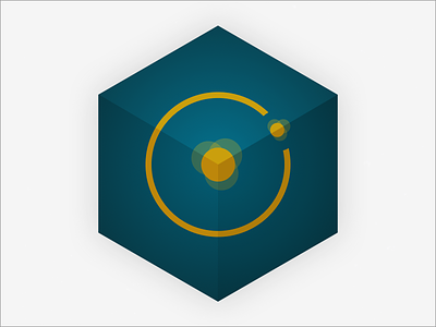 Atom Solarized atom cube icon