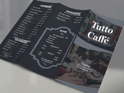 Tutto Caffe Tri Fold Menu branding design menu