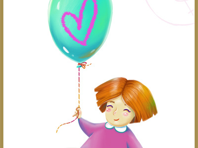 Fall in love balloon girl heart illustration love