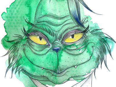 Grinch christmas drawing green grinch holidays illustration watercolor