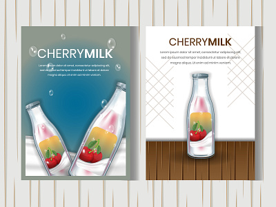 Cherry and Milk Drink Flyer or Brochure Design Template