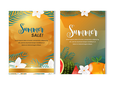 Palm, Watermelon, Flower and Orange Fruit Summer Brochure Design