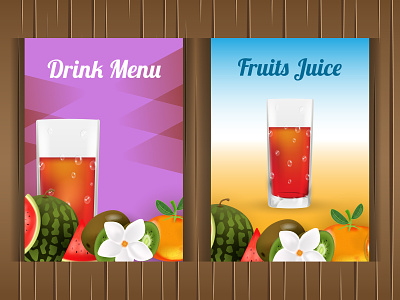 Set of drinks or fruits menu brochure flyer for restaurant/cafe