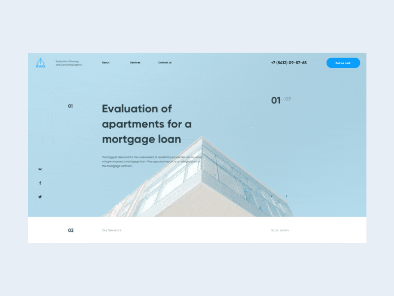 Home Page — RAO Consulting Agency animation blue brand clean design grid hero hero banner home home app homepage interaction interface logo minimal typography typography design ui ux web