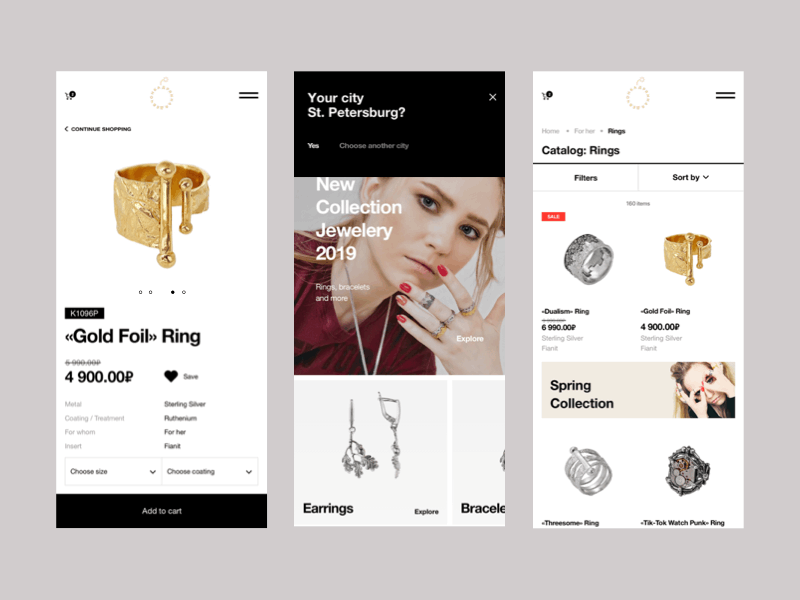 DRYAN PROJECT — Mobile Version animation clean design e commerce fashion gold helvetica interaction interface jewelry minimal principle product store typography typography design ui ux video web