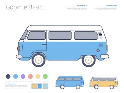 Goomie Basic blue cloud colourful cute goodie goodie basic illustration kombi minimalist vw vw bus bus