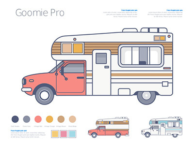Goomie Pro andy auto camping car goodie pro goomie illustration pastel red truck