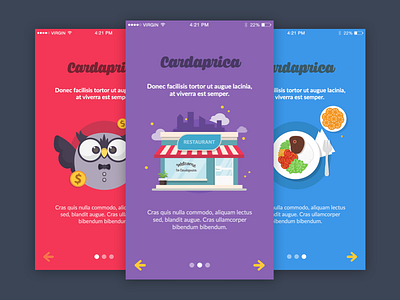 Intro Screens app cardaprica food intro mobile tutorial ui ux welcome