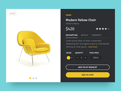 Product Card add buy card cart e commerce ecommerce modal product retro yellow
