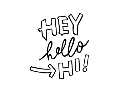 Hey Hello Hi hand drawn lettering illustration type typography