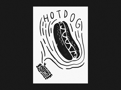 Hotdog Time black white hand drawn illustration hand drawn lettering illustration typography