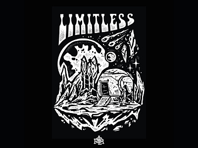 LIMITLESS art artwork band design doom drawing illustration landscape merch merch design merchandise music music album planet psychedelic scifi shirtdesign stoner vector