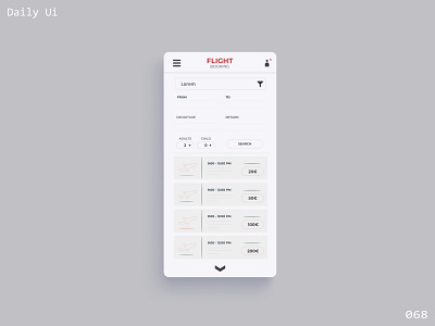 Flight Search - Daily Ui - 068 app dailyui dailyui068 dailyuichallange design dribbble icon illustration ui ux vector