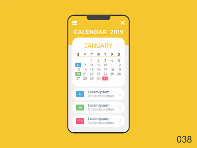 Calendar - Daily Ui - 038 app dailyui dailyuichallange design dribbble illustration vector