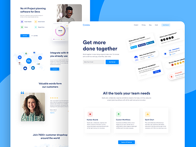 Collaboration Tools - Saas Landing Page blue clean flat landing page landingpage minimal saas landing page ui uidesign uiux user experience user interface ux web web design webdesign website
