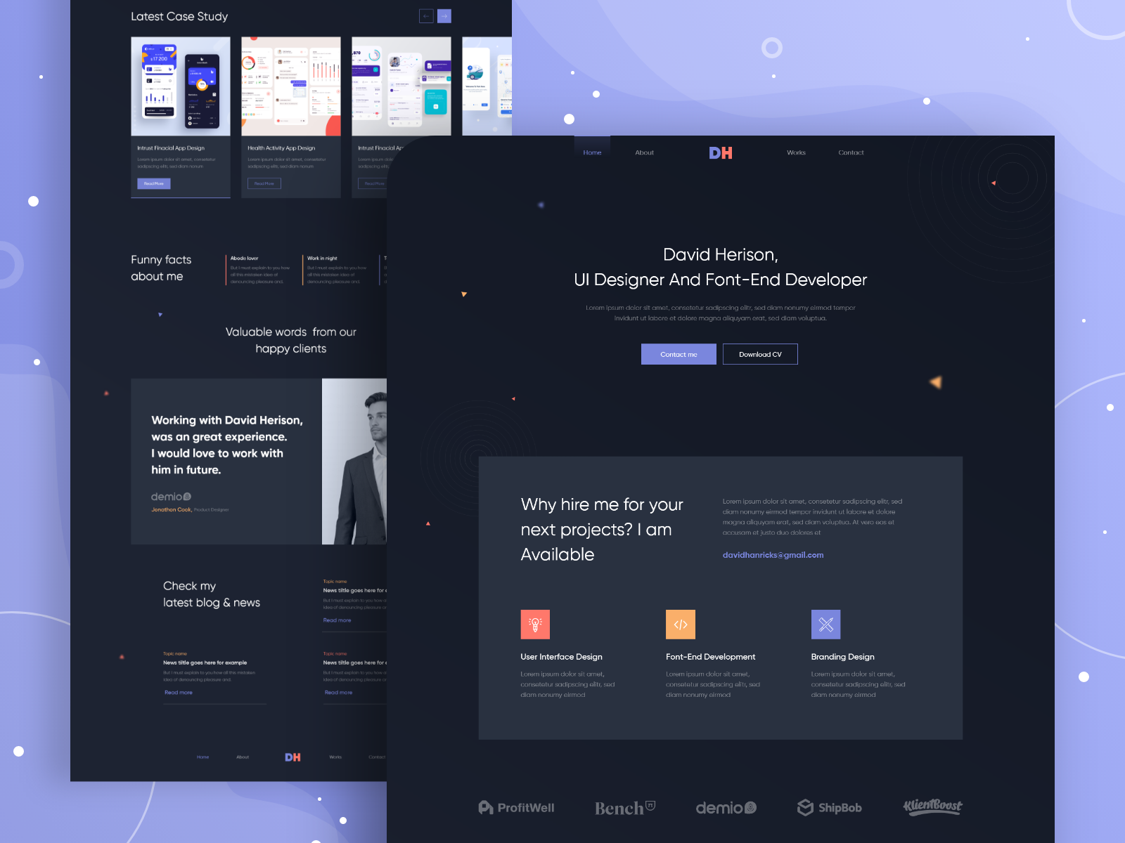 Portfolio Homepage Design By Rudra Ghosh For Team Oreo On Dribbble