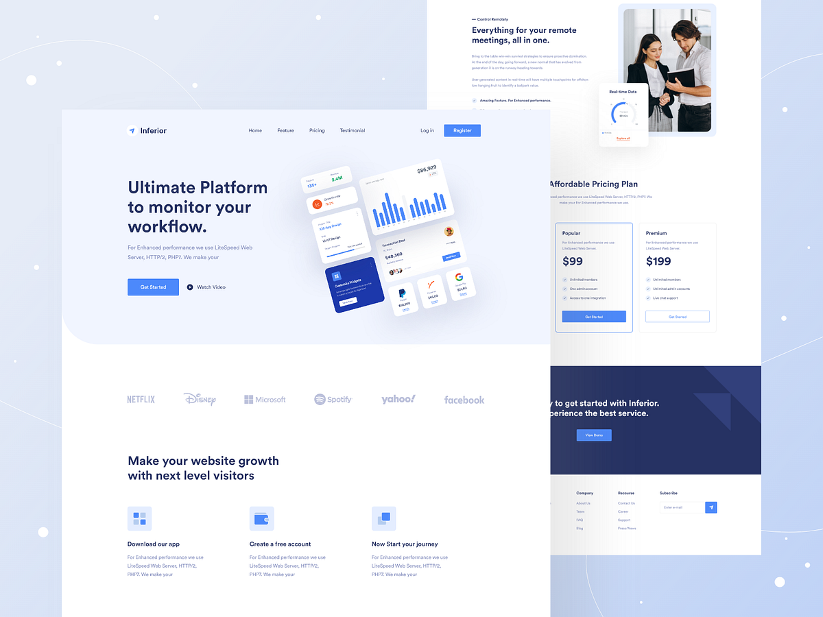 Inferior - Saas Landing Page Design by Rudra Ghosh for Pixeleton on ...