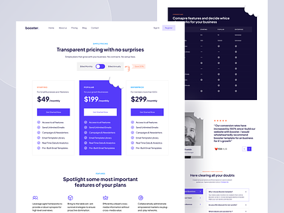 Pricing Page - Booster Webflow Template blue clean design design landing page landingpage pricing pricing page pricing page design trending uiux user experience user interface web design webflow template website website design