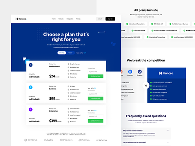 Pricing Page (Subpages) - Fianceo blue clean design fianceo pricing inner pages new design new pricing pricing pricing inspriration pricing page rudra ghosh sub pages template tranding design web design web ui webdesign website website design website pricing page