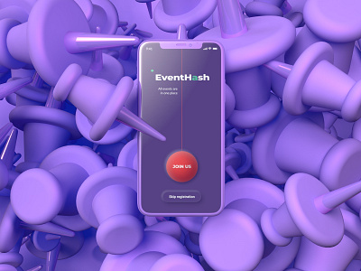 EventHash application cinema4d design neumorphism pin ui violet