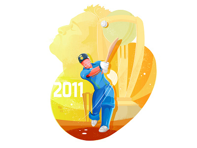 Cricket World Cup Series #1 2011 branding cricket design dhoni drawing flat graphic illustration motion sachin ui vector worldcup worldcup2019