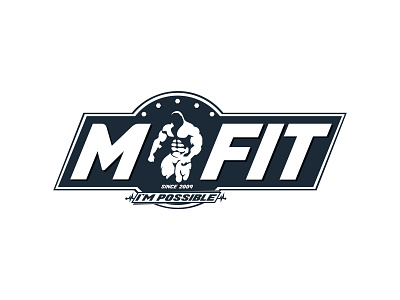 M Fit Vector Style 2d classic fitness logo retro vector