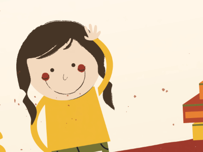 Oh Hi! childrens illustration girl wave