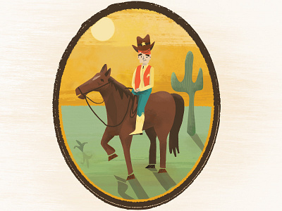 Dean the Cowboy cactus cowboy frame horse illustration sunset