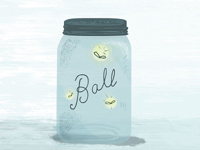 Mason Jar 2 ball cup firefly illustration mason jar summer