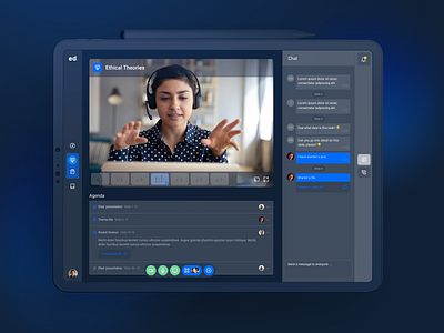 Conferencing/Lecturing Dark Mode app blue conference dailyui dark design elearning interface ipad mobile design product design saas skype swiftui ui uni university user interface ux zoom