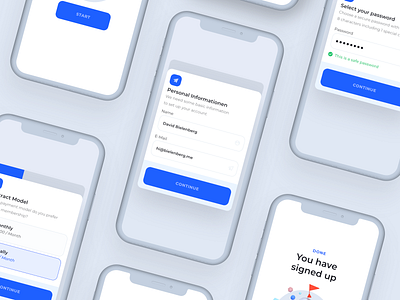 Sign up app blue flat interface minimal ui ux