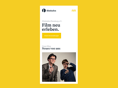 Filmhafen, mobile page club danish event film flat flensburg landing landing page logo minimal university web webdesign webdesigner yellow yellow pages