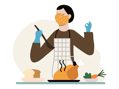Lady chef with mask 2d 2d character character concept design digital illustration digitalart dribbble dribbleartist food illustration illustration illustration art illustration digital illustrator vector