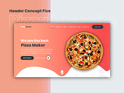 Pizza Website | Header Concept Five adobe adobexd creative design landingpage pizza pizzawebsite uidesign uiux uiuxdesign uxdesign visualdesign website websitedesign