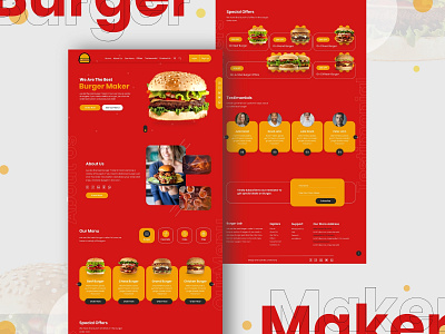 Burger | Website Landing Page UI Design burger concept design drinks fastfood food fries hungry landingpage minimalist modern uidesign uiux website