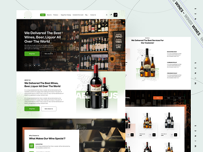 Wines Shop - Website Design 18 adult alcohol beer booze bourbon clean design graphs hops landing page liquor ui ux vineyard vodka website website design whiskey wine