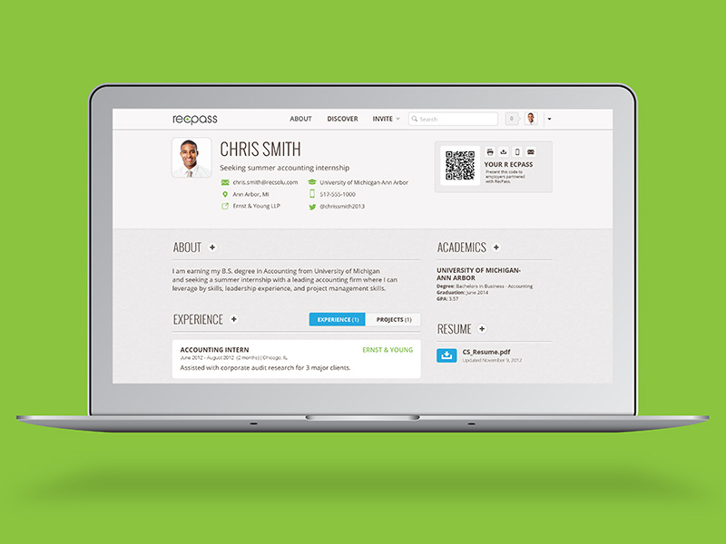 Career Site career recpass experience profile contact