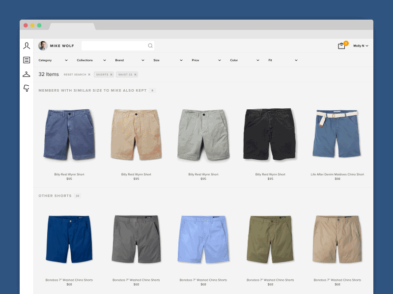 Stylist App Product Detail Interactions compare back to top ui recommendations shopping clothing stylist scroll add animation gif interaction
