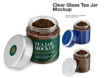 Clear Glass Tea Jar Mockup 3d crushed design glass grass infusion jar mock up mockup mockup tools psd tea weed weed buds