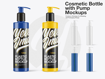 Cosmetic Bottle with Pump Mockups